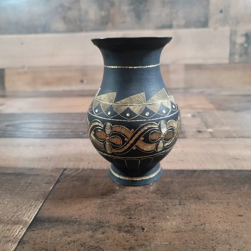 Vintage Unique Etched Blackened Brass 6
